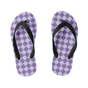 Paars geblokt diamantpatroon kinder teenslippers