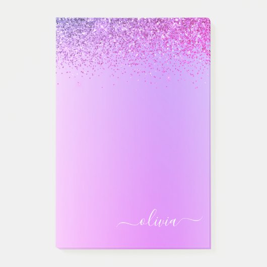 Paars geborsteld Metaal Monogram Naam Luxe Post-it® Notes (Voorkant)