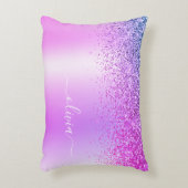 Paars geborsteld Metaal Monogram Naam Modern Accent Kussen (Voorkant(Verticaal))