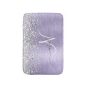 Paars geborsteld metaal Silver Glitter Monogram Na Badmat (Voorkant Verticaal)