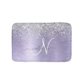 Paars geborsteld metaal Silver Glitter Monogram Na Badmat (Voorkant)