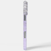 Paars geborsteld metaal Silver Glitter Monogram Na Case-Mate iPhone Case (Achterkant / Rechts)