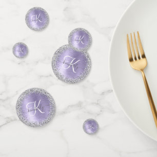 Paars geborsteld metaal Silver Glitter Monogram Na Confetti