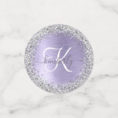 Paars geborsteld metaal Silver Glitter Monogram Na Confetti (Kleine voorkant)