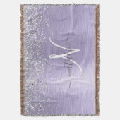 Paars geborsteld metaal Silver Glitter Monogram Na Deken (Voorkant Verticaal)