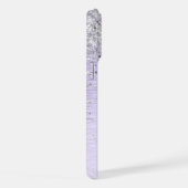 Paars geborsteld metaal Silver Glitter Monogram Na iPhone Hoesje (Rechterkant)