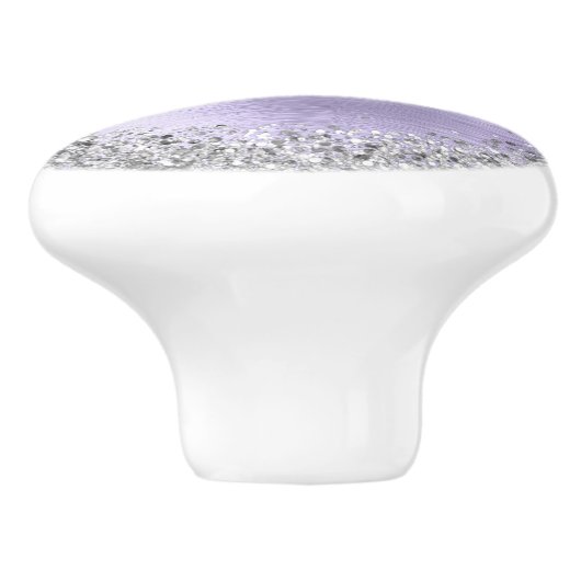 Paars geborsteld metaal Silver Glitter Monogram Na Keramische Knop (Zijkant)