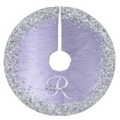 Paars geborsteld metaal Silver Glitter Monogram Na Kerstboom Rok (Voorkant)
