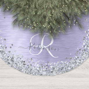Paars geborsteld metaal Silver Glitter Monogram Na Kerstboom Rok