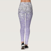 Paars geborsteld metaal Silver Glitter Monogram Na Leggings (Achterkant)