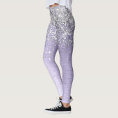 Paars geborsteld metaal Silver Glitter Monogram Na Leggings (Links)