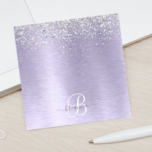 Paars geborsteld metaal Silver Glitter Monogram Na Post-it® Notes