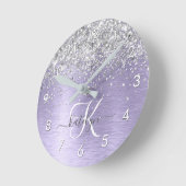 Paars geborsteld metaal Silver Glitter Monogram Na Ronde Klok (Hoek)