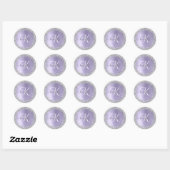 Paars geborsteld metaal Silver Glitter Monogram Na Ronde Sticker (Vel)