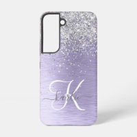 Paars geborsteld metaal Silver Glitter Monogram Na