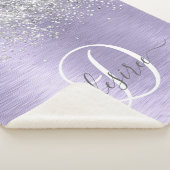 Paars geborsteld metaal Silver Glitter Monogram Na Sherpa Deken (3/4)