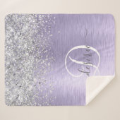 Paars geborsteld metaal Silver Glitter Monogram Na Sherpa Deken (Voorkant (horizontaal))