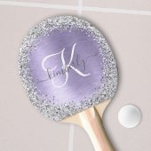 Paars geborsteld metaal Silver Glitter Monogram Na Tafeltennisbatje