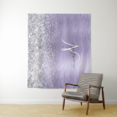 Paars geborsteld metaal Silver Glitter Monogram Na Wandkleed (In situ)
