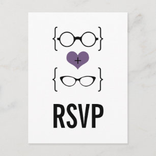 Paars Geeky Glasses RSVP Briefkaart