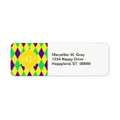 Paars Geel Groen Harlequin Ylo Quat 3 Monogram Etiket (Voorkant)