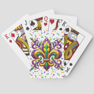 Paars geel groen Mardi Gras fleur de lis Pokerkaarten