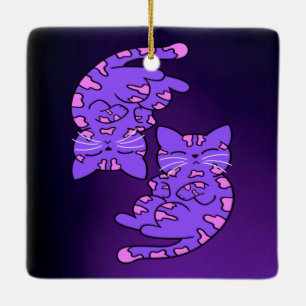 Paars Gemini Kittens Keramisch Ornament