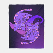  Paars Gemini Retro Neon Kittens Fleece Deken (Voorkant)