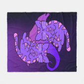  Paars Gemini Retro Neon Kittens Fleece Deken (Voorkant (Horizontaal))