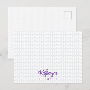 Paars gepersonaliseerd Briefkaart voor nit Stitch