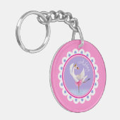Paars gepersonaliseerd flankdansballet sleutelhanger (Voorkant Links)