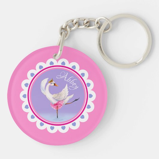 Paars gepersonaliseerd flankdansballet sleutelhanger (Achterkant)