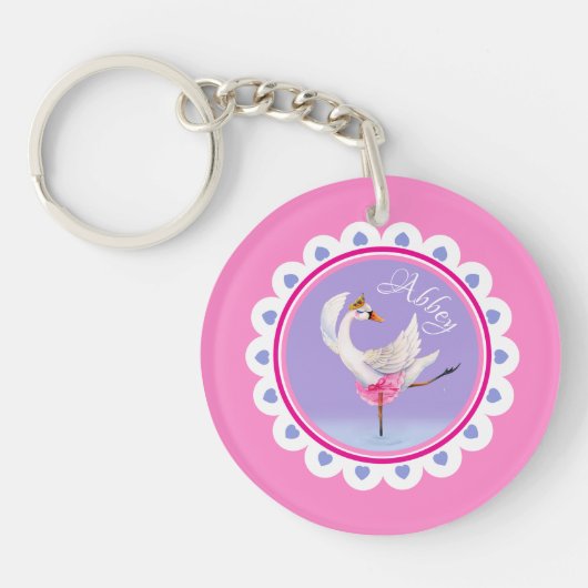 Paars gepersonaliseerd flankdansballet sleutelhanger (Voorkant)