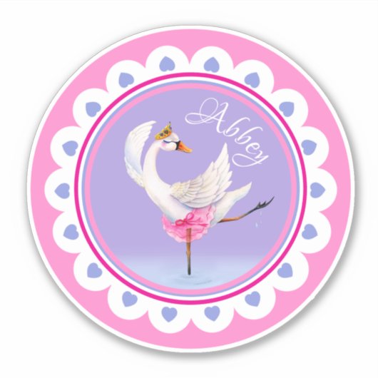 Paars gepersonaliseerd flankdansballet sticker (Voorkant)