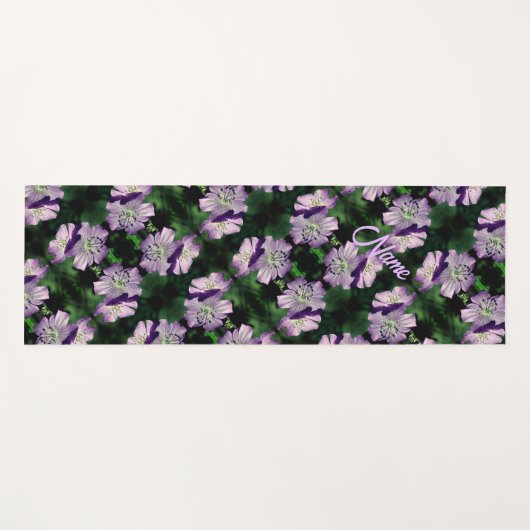 Paars Geranium Flower Pattern, gepersonaliseerd Yogamat (Voorkant (horizontaal))
