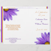 Paars Gerbera Daisy Elegant Wedding Programme (Voorkant / Achterkant)