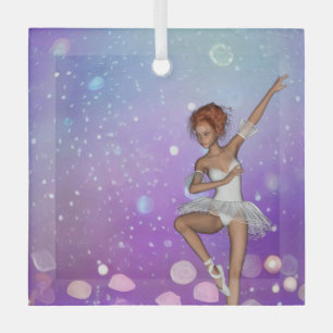 Paars geschilde Bokeh Bubbles Ballerina Glas Ornament