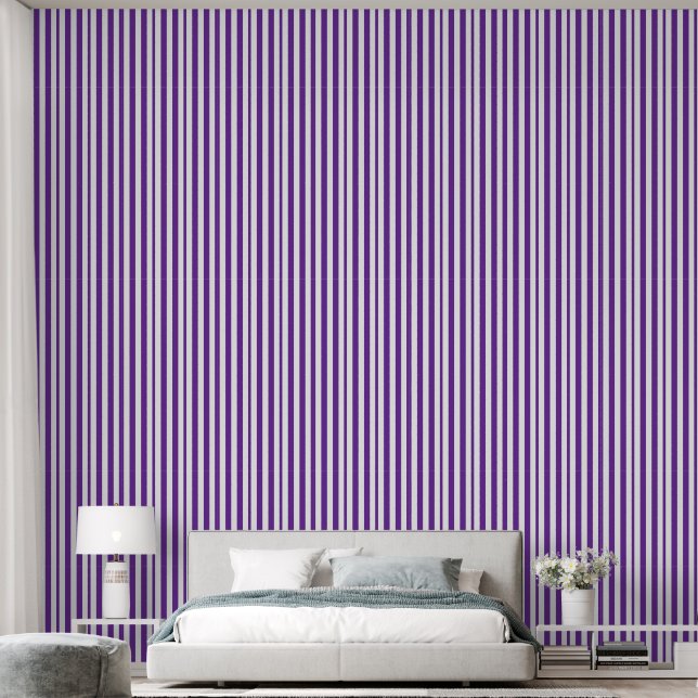 Paars gestreept behang (Slaapkamer)