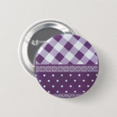 Paars, gevriesdroogd Damasloos patroon Ronde Button 5,7 Cm (Voorkant /achterkant)