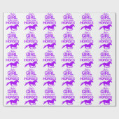 Paars gewoon een meisje dat van paarden houdt cadeaupapier (Vlak)