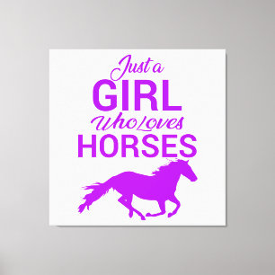 Paars gewoon een meisje dat van paarden houdt canvas afdruk