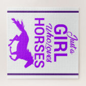 Paars gewoon een meisje dat van paarden houdt legpuzzel (Horizontaal)