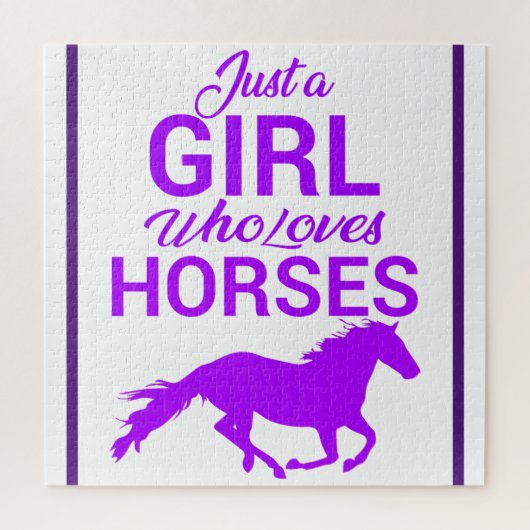 Paars gewoon een meisje dat van paarden houdt legpuzzel (Verticaal)
