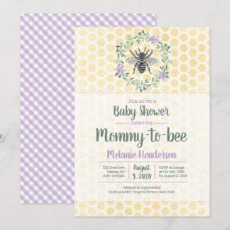 paars, gingham, baby shower van mama tot meisje kaart