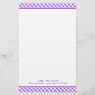 Paars Gingham Pattern Briefpapier