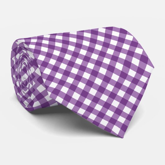 Paars Gingham Stropdas (Opgerold)