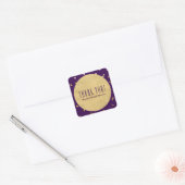 Paars Glam & Gouden Glanzende Confetti Stippen Fee Vierkante Sticker (Envelop)