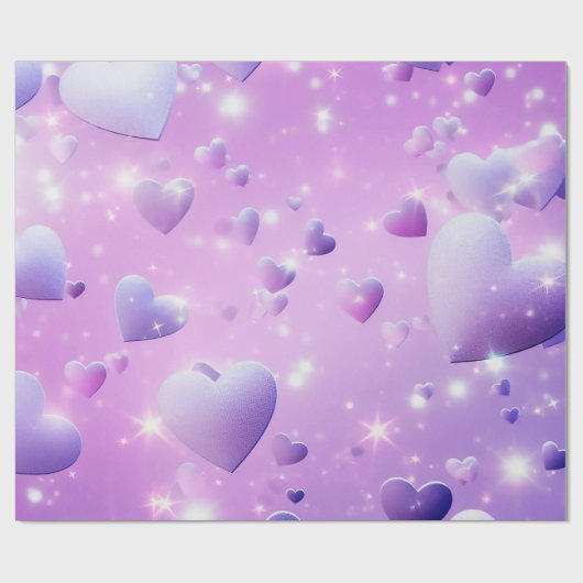 Paars glans hart inpakpapier (Vlak)