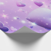 Paars glans hart inpakpapier (Hoek)