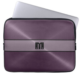 Paars glanzend roestvrij staal Metaal 2 Laptop Sleeve